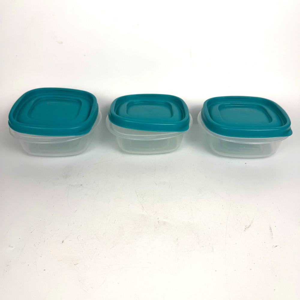 Rubbermaid TakeAlongs Food Storage Containers Cup Teal 3pc Set 5" Safe Reusable